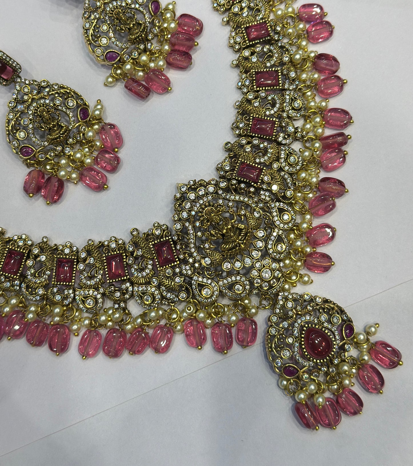 Victorian bridal Necklace with duplet stone and Lakshmi Devi Locket