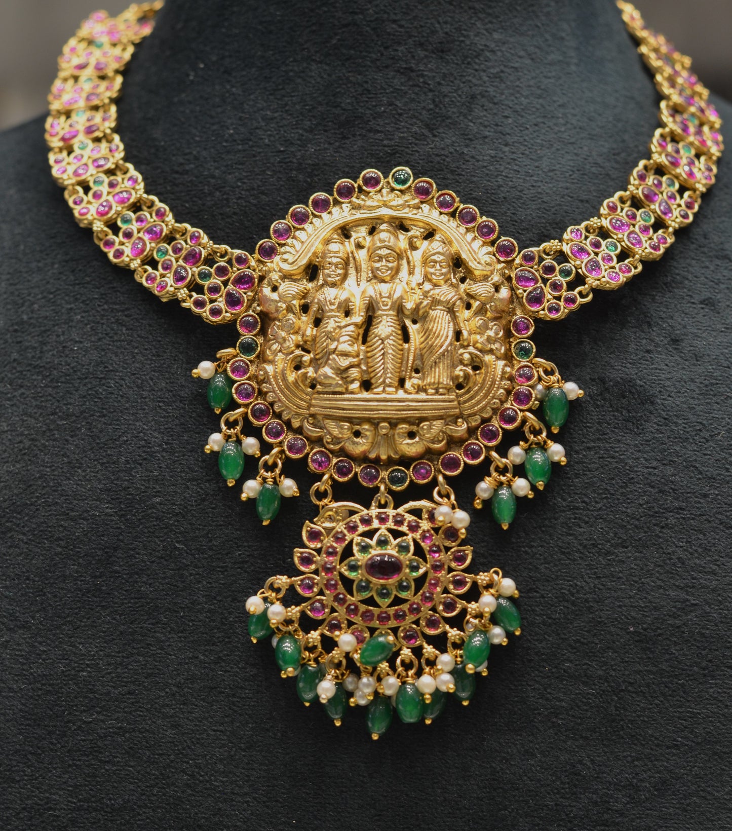 14648 Matte Kempu Ramparivar Short Necklace