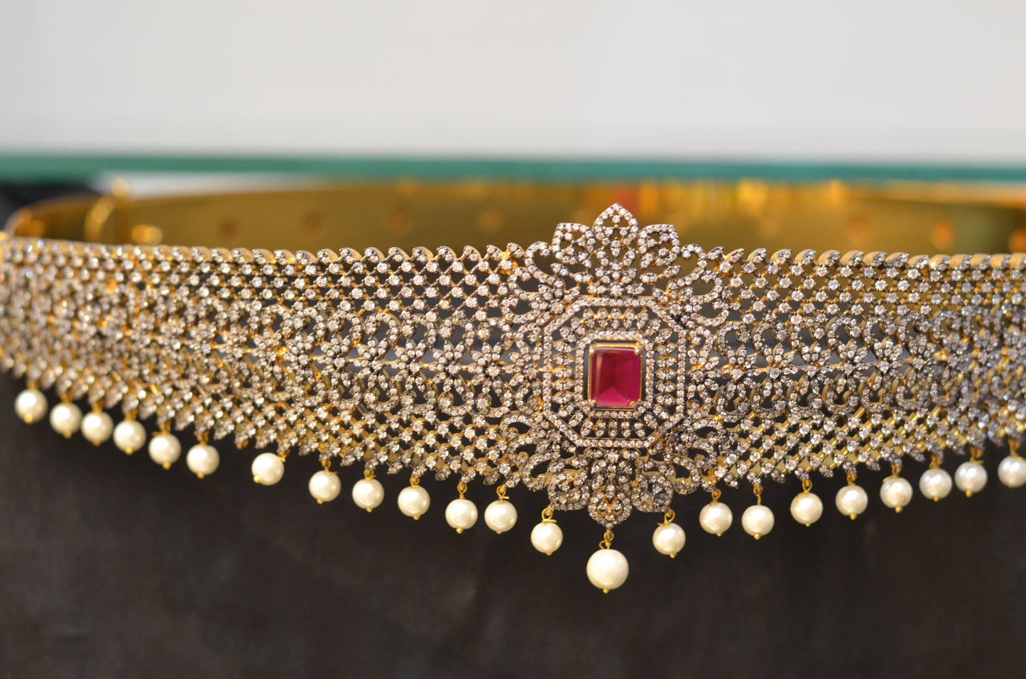 Victorian finish ruby stone vadannam