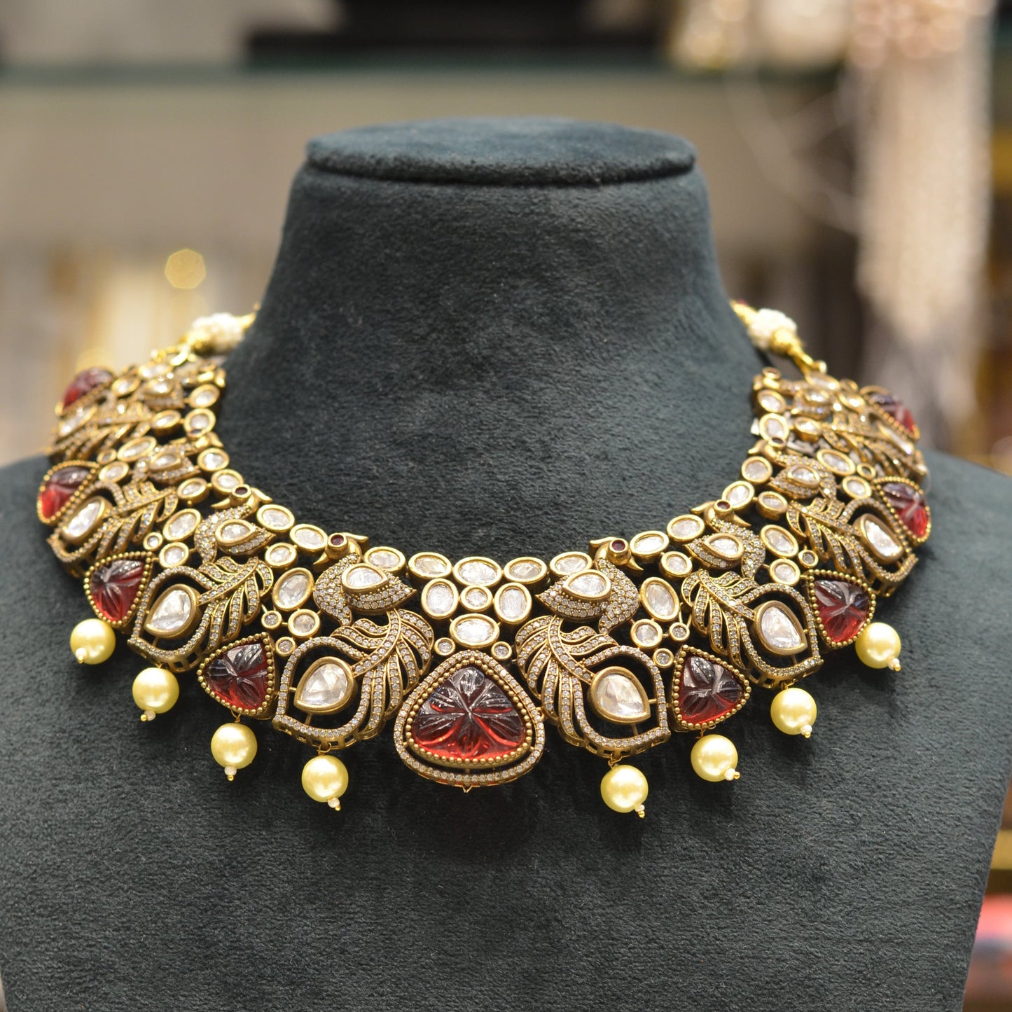 Victorian duplet stone necklace