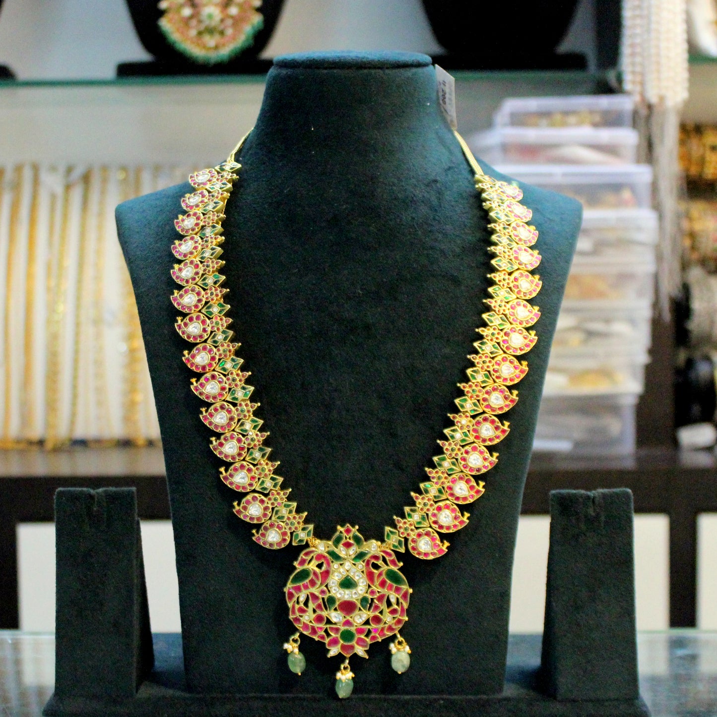 Jadau Peacock long necklace