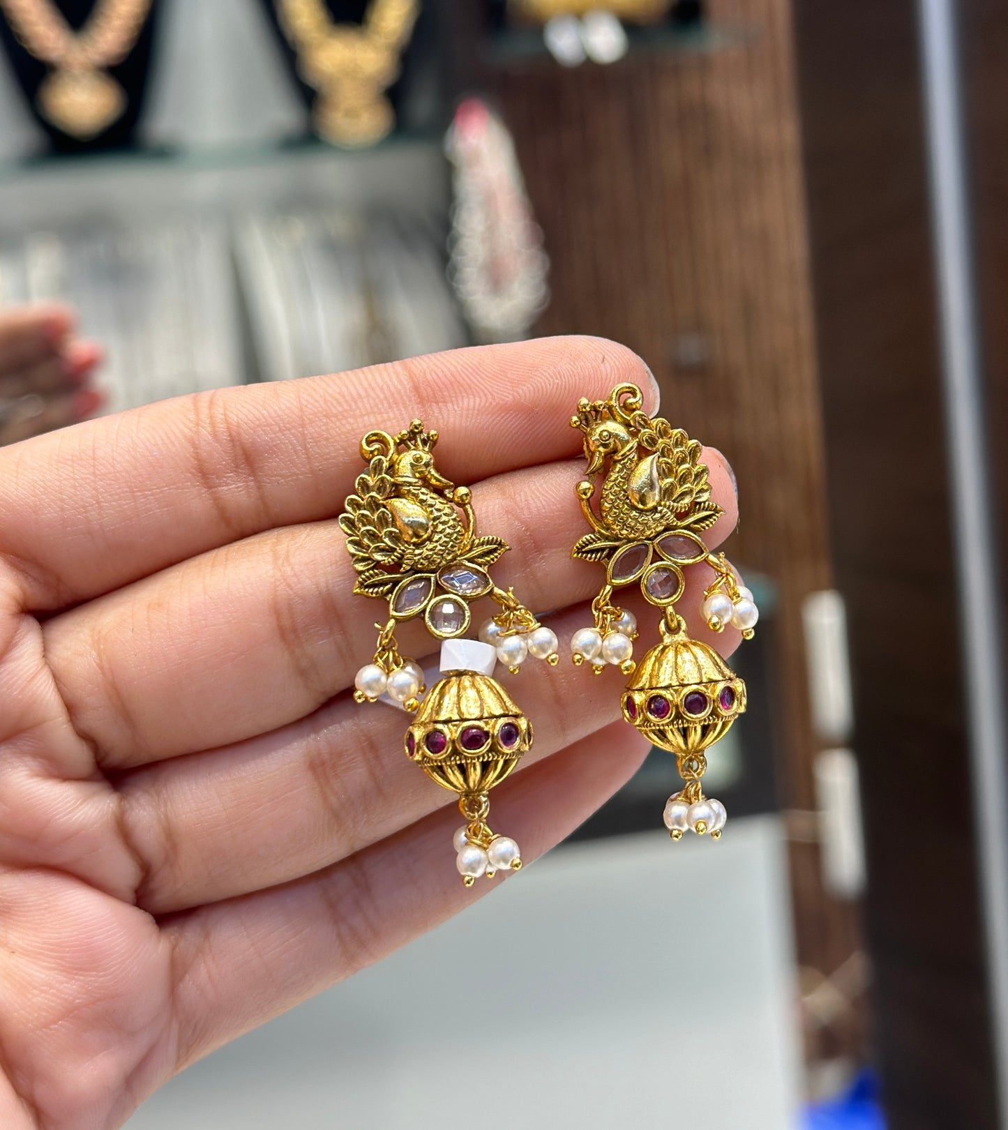 matte peacock jhumki