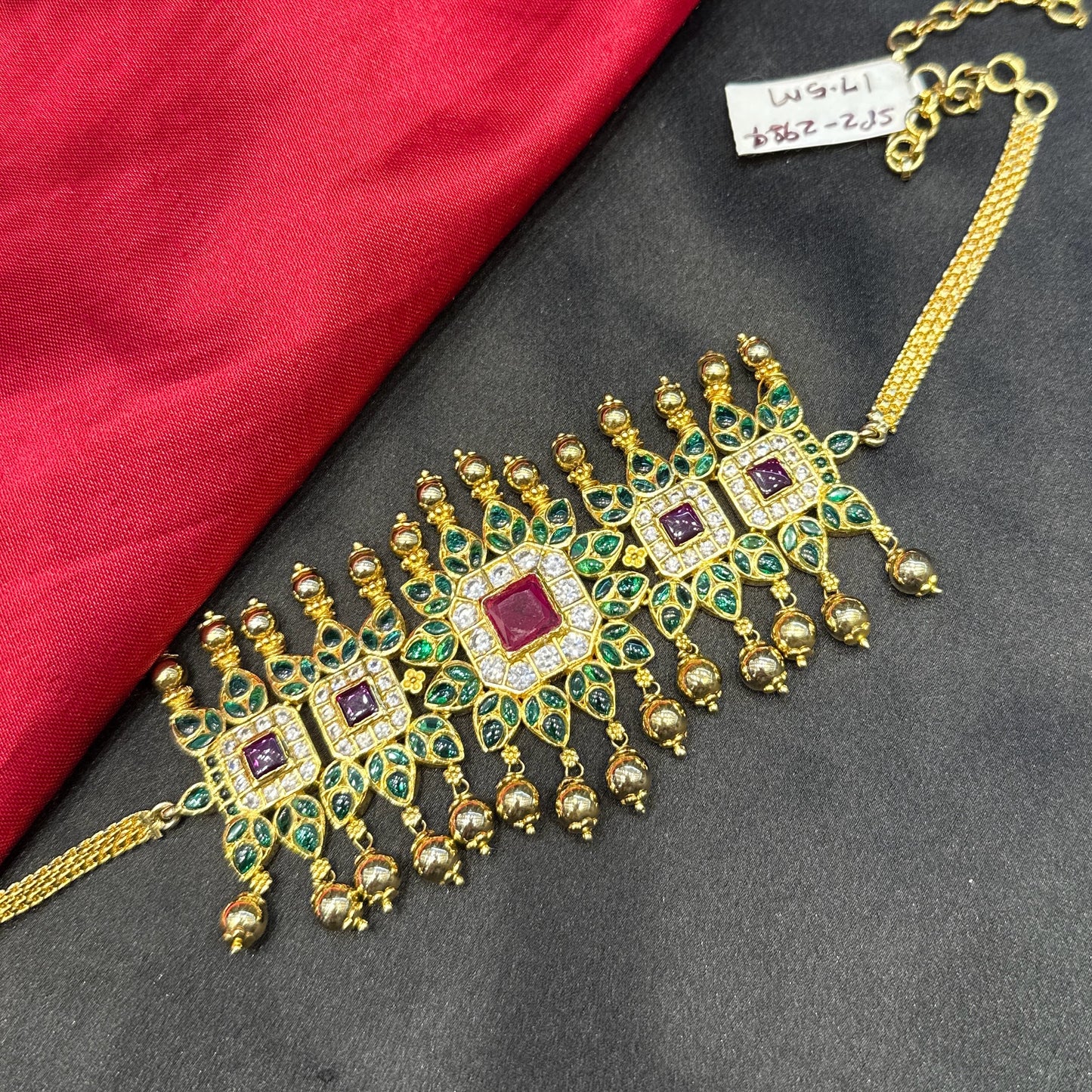 2984 Pota stone Multi Armchoker with golden balls