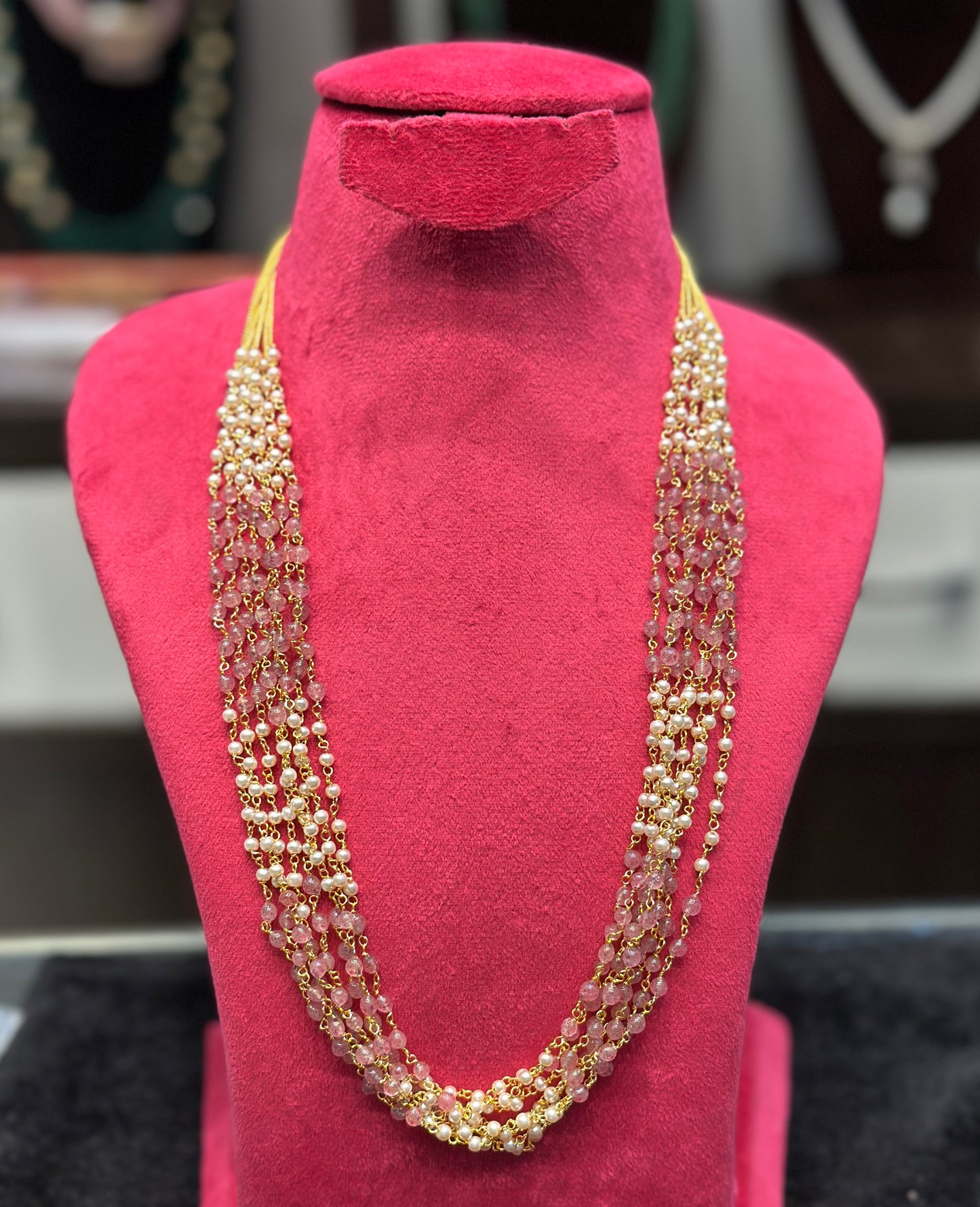 39042 8 lines beads mala pink