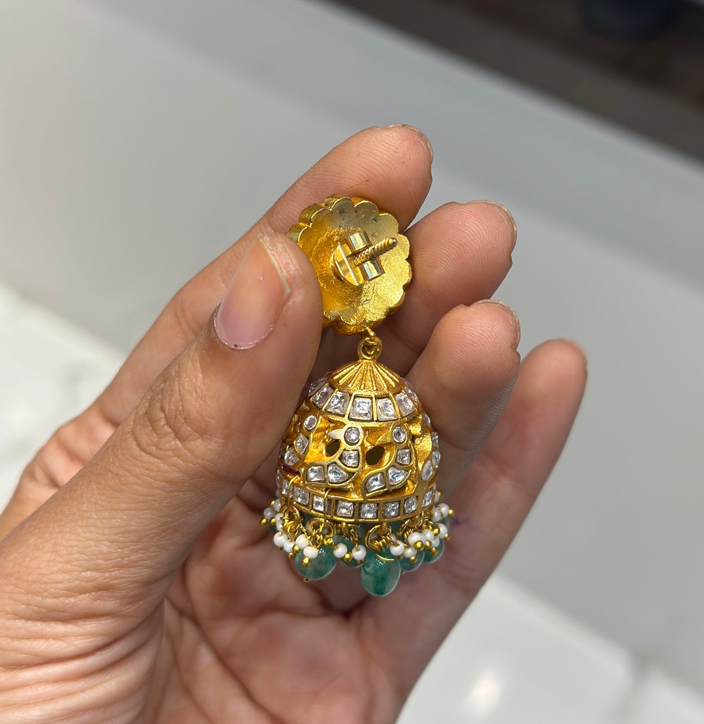 Jadau jhumki full white