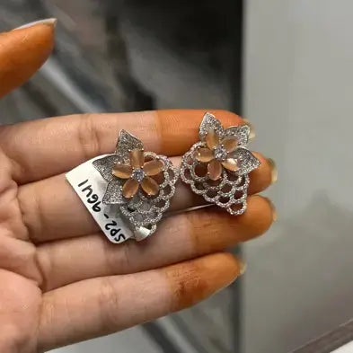 9641 Platinum flower earring