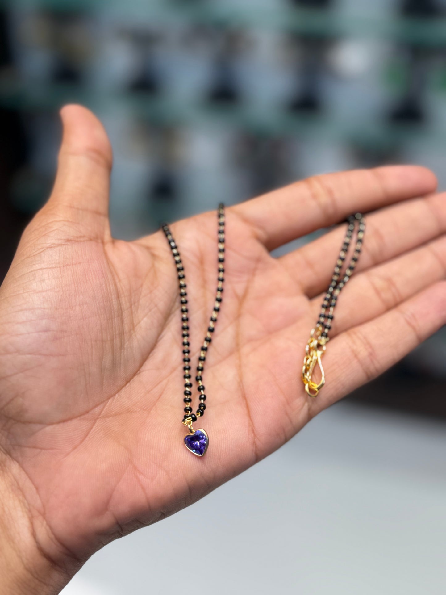 Hear shaped black beads