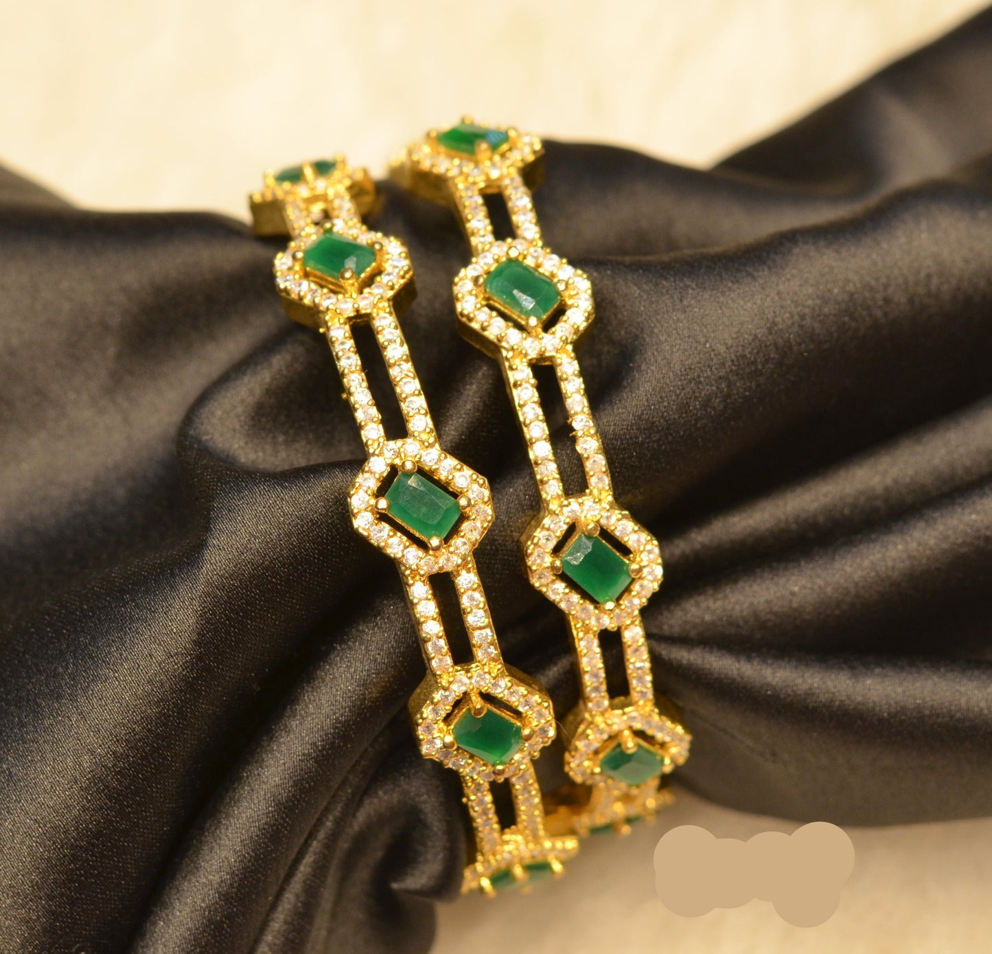gold polish green bangle 2.4 size