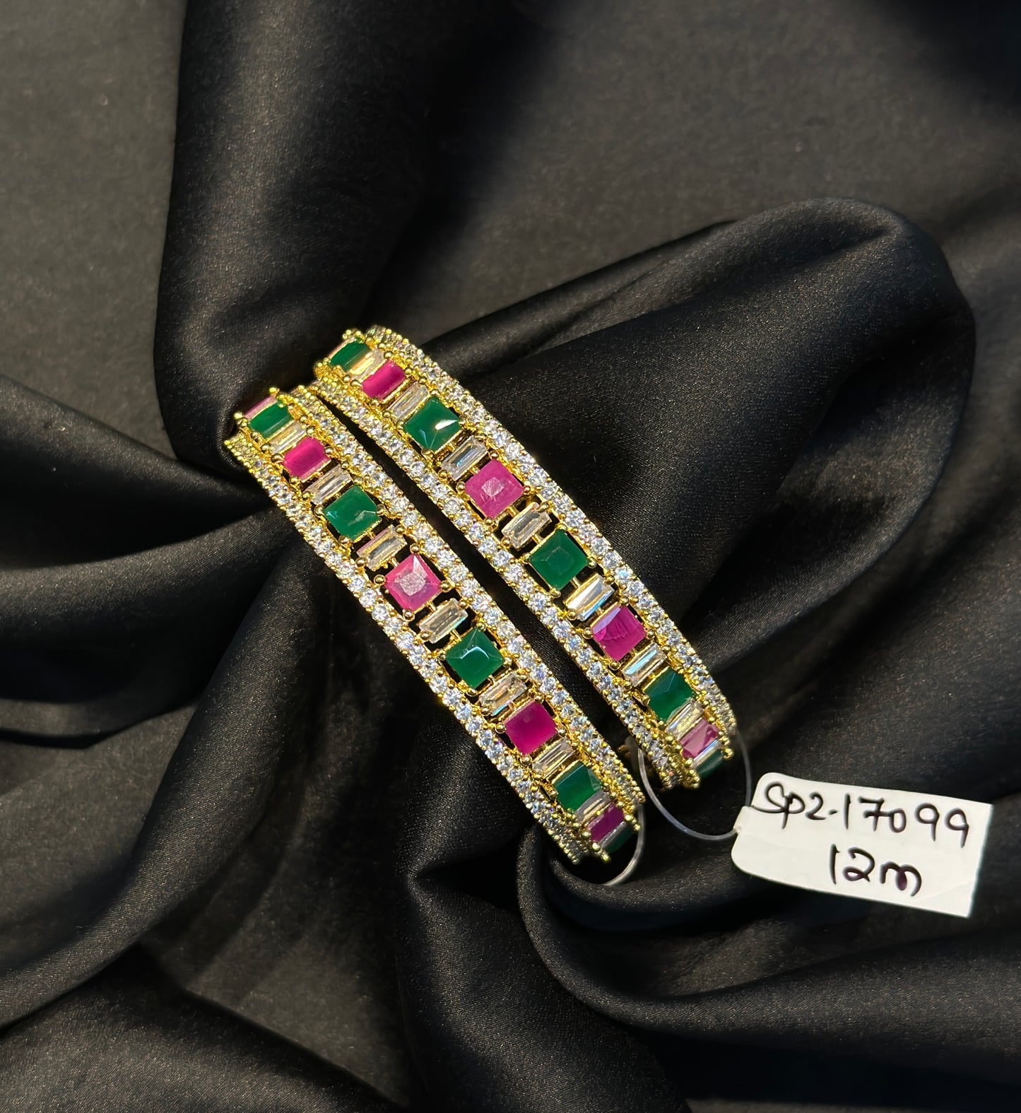 Gold polish multicolor bangle