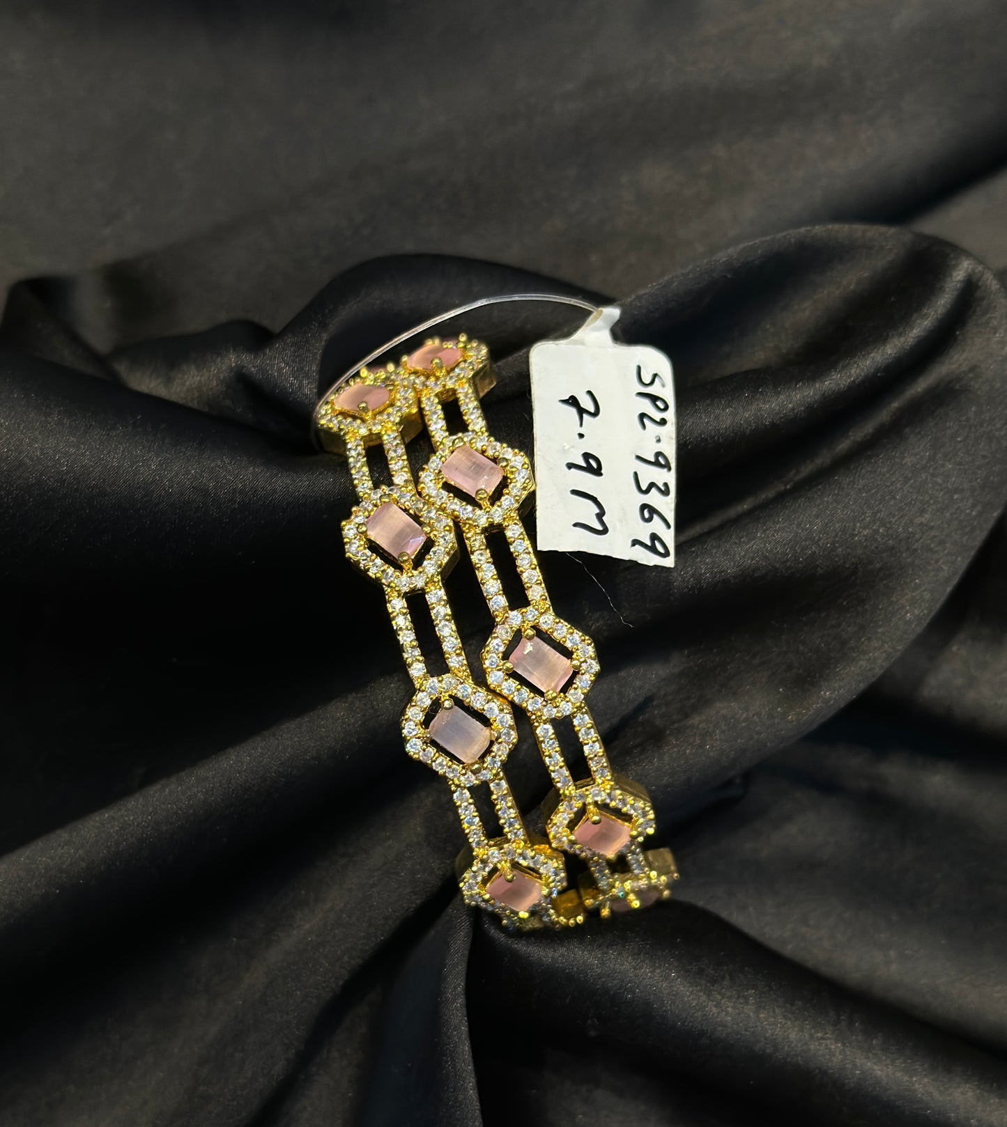 Mint pink gold polish bangles