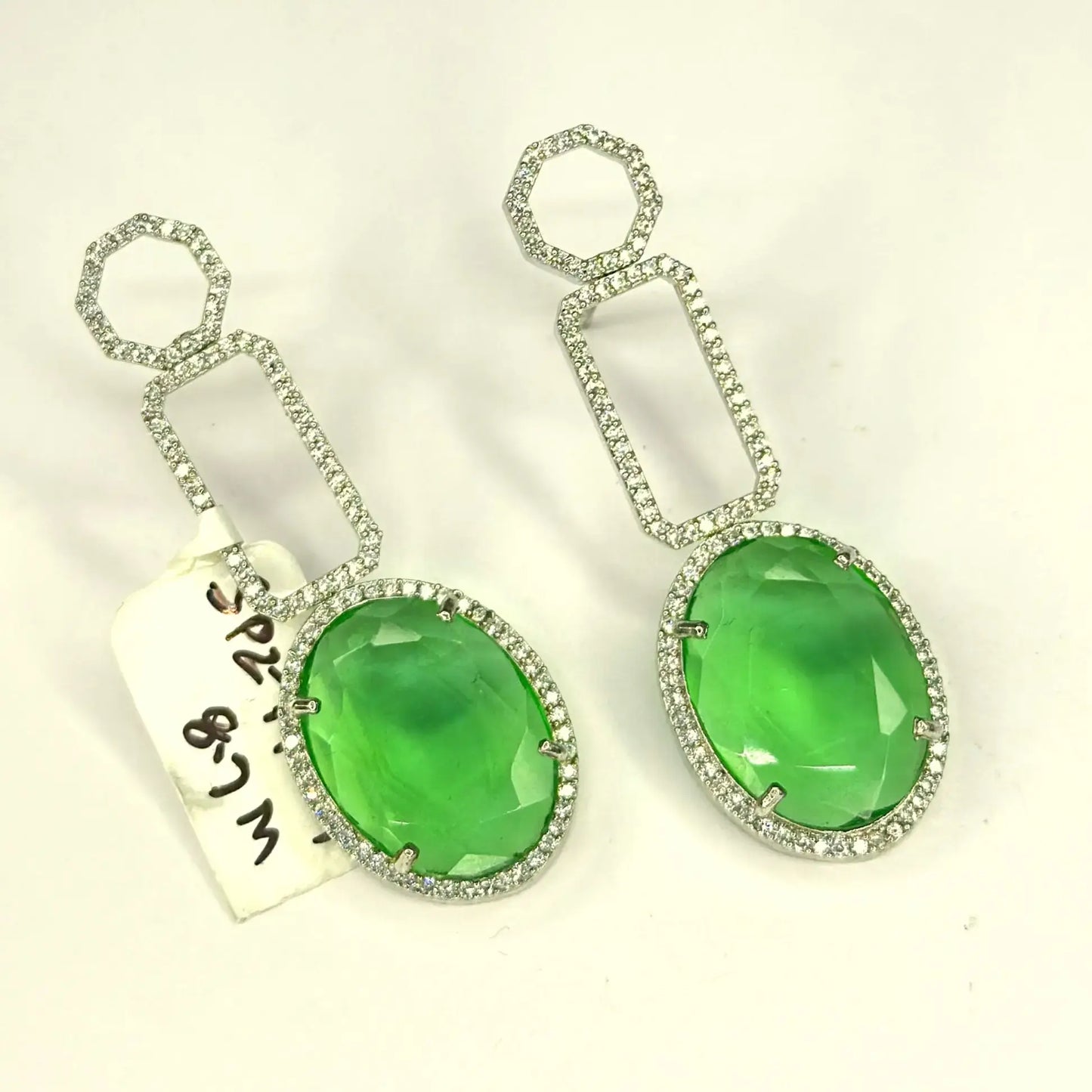 19214 Platinum fancy green earring