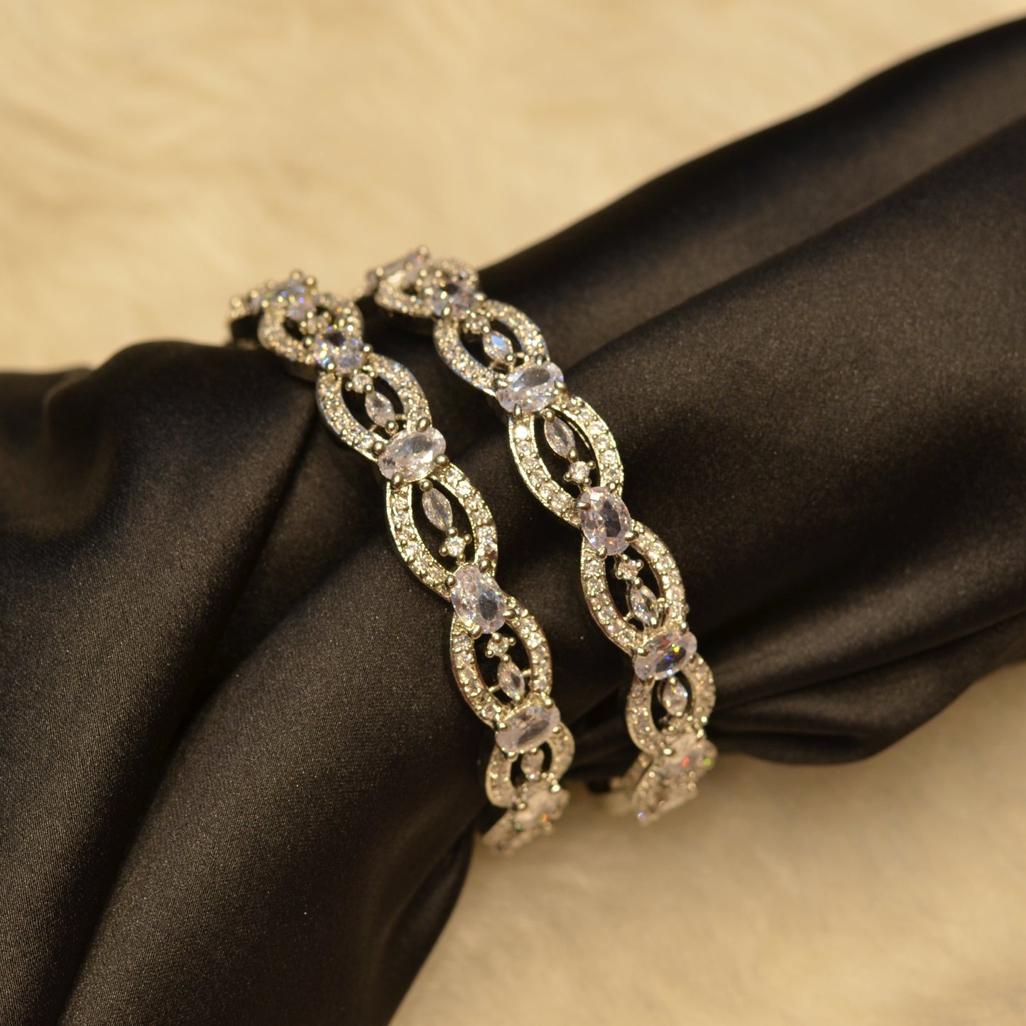 18449 Full white platinum bangle