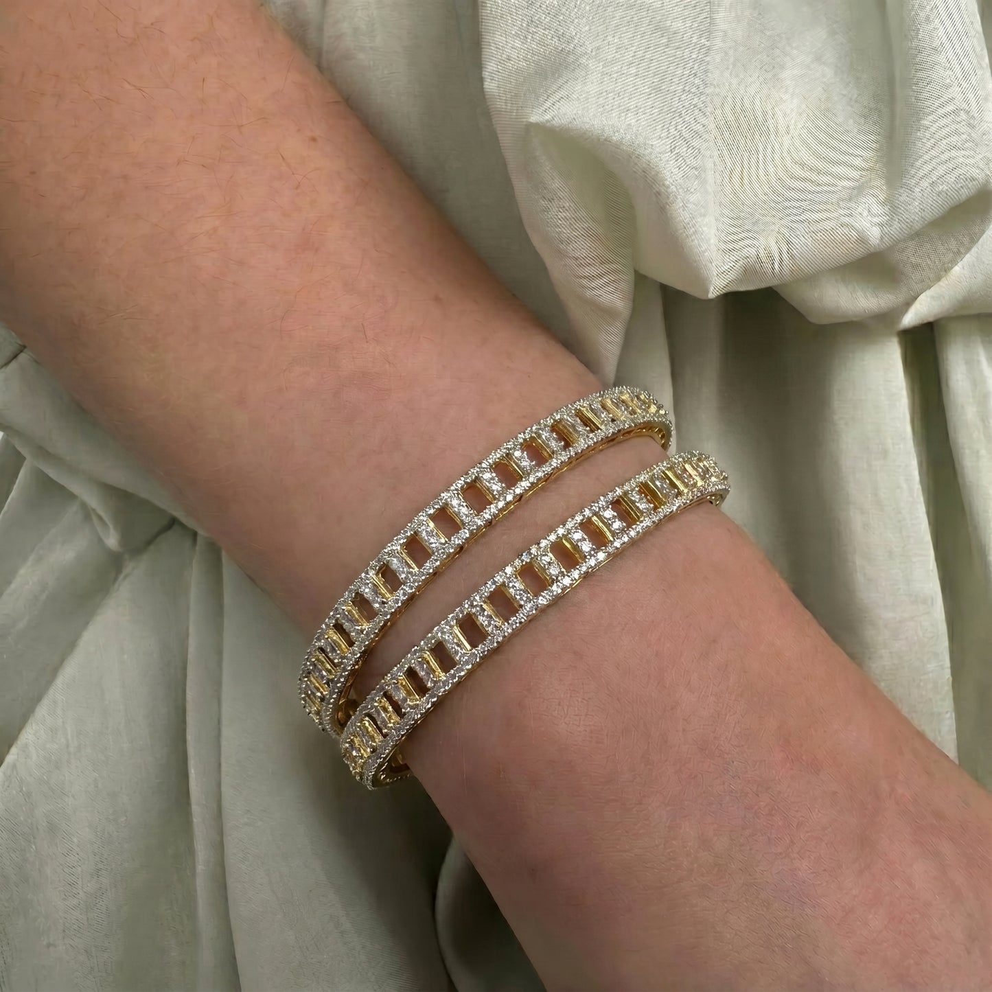 Diamond Look Full White Stone Bangles