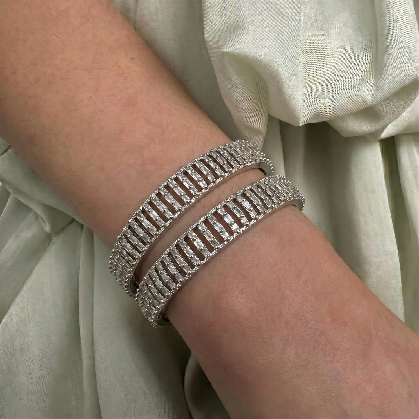 Full white platinum bangle
