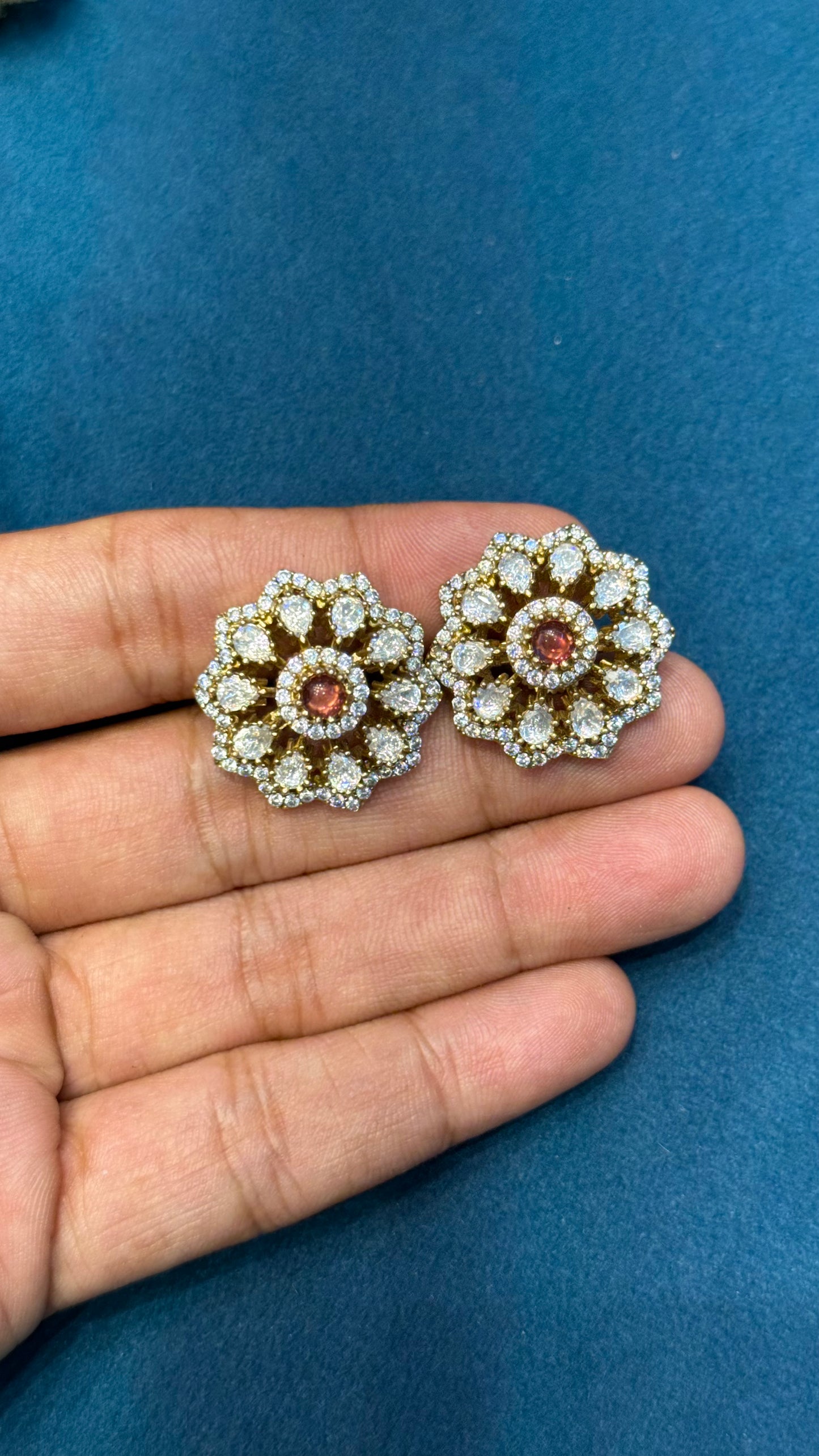 42257 Moissanite Victorian Ruby stones studs