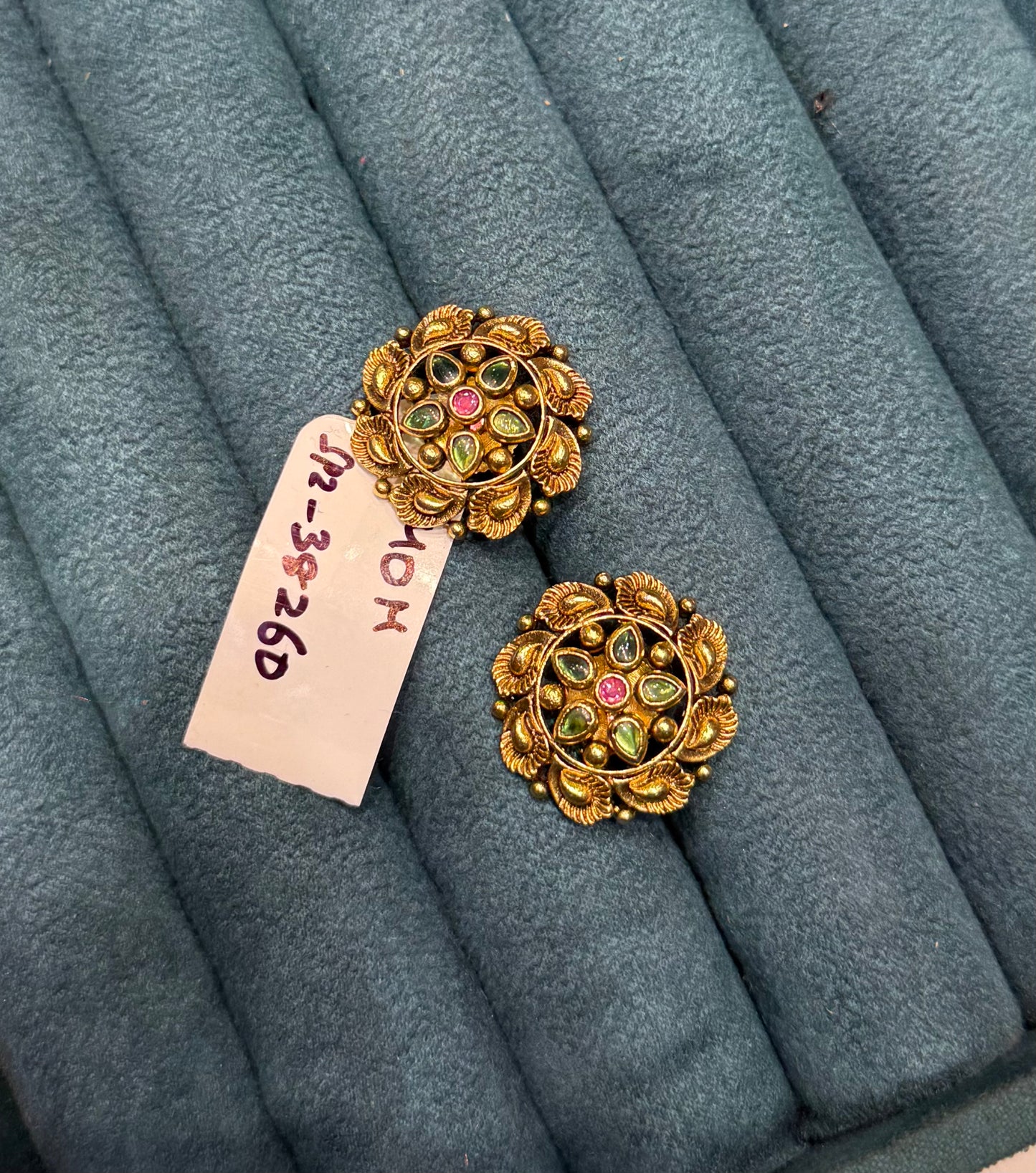 38260 Antique Lotus Motif Stud Earrings – Heritage Inspired