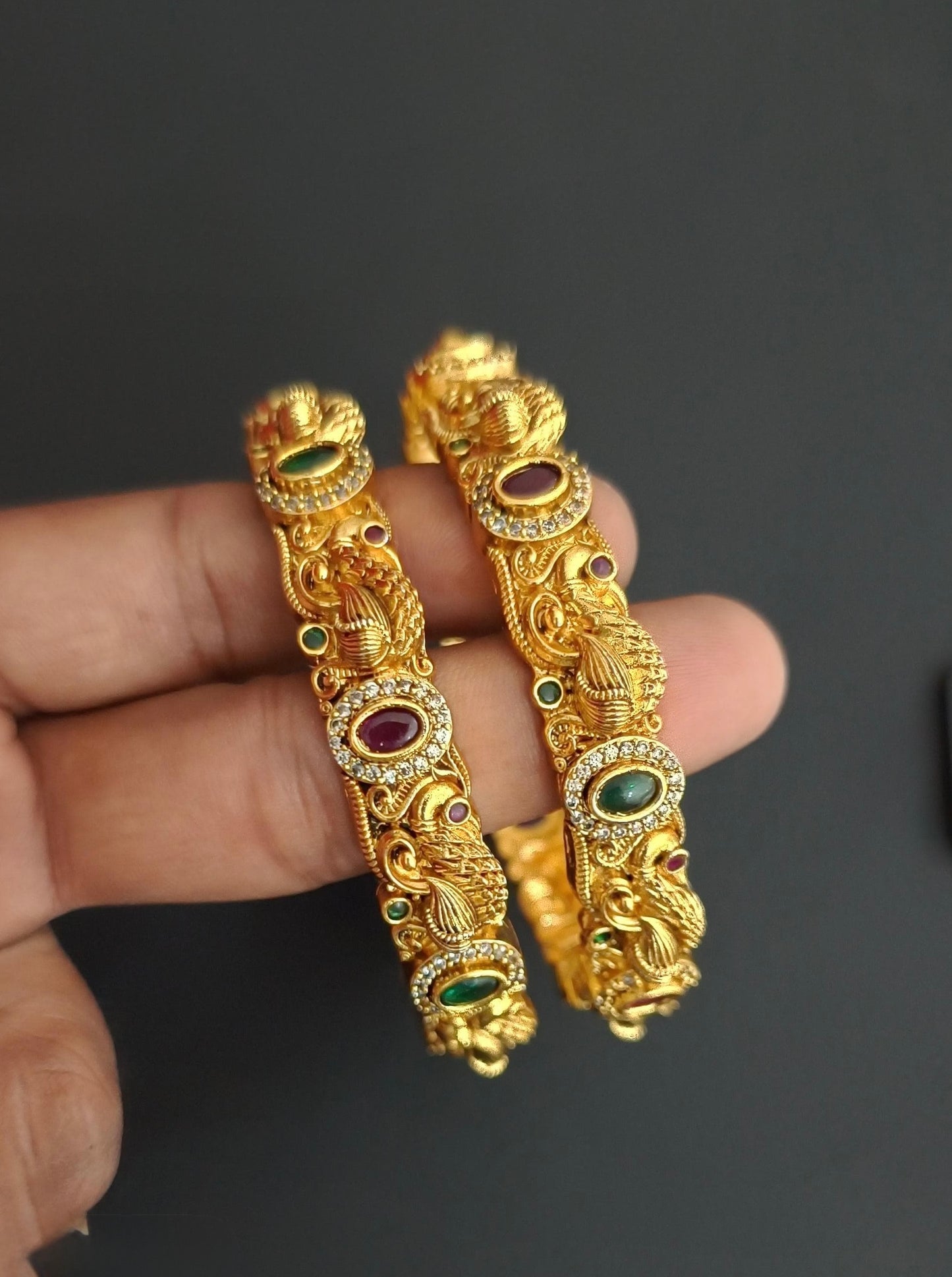 39670 Nakshi peacock pattern premium finishing openable bangles