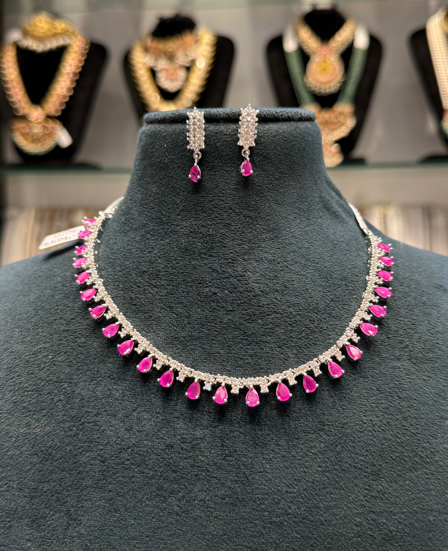 9047 platinum ruby pink necklace