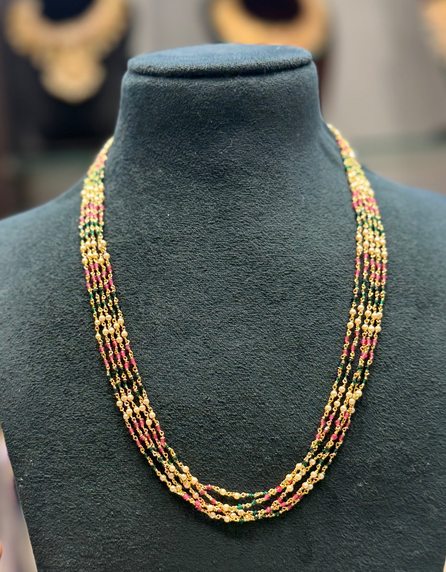 39378 5 lines multi color crystal mala