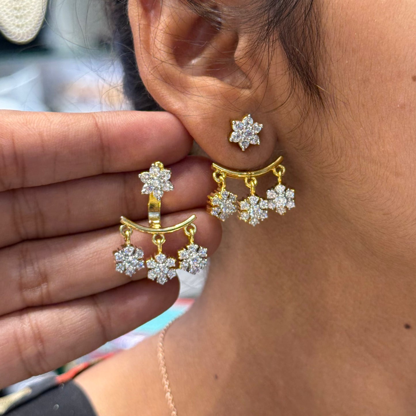 40469 2 in 1 diamond replica earrings
