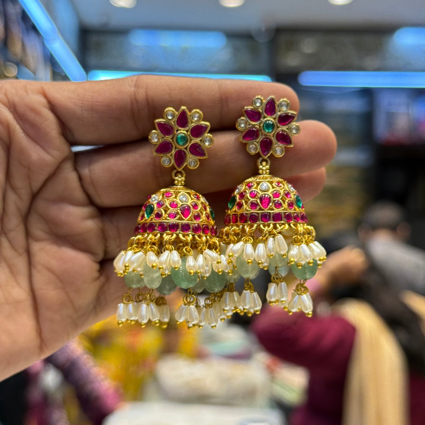 Jadau Guttapusalu Jhumkas with Push Back 43170