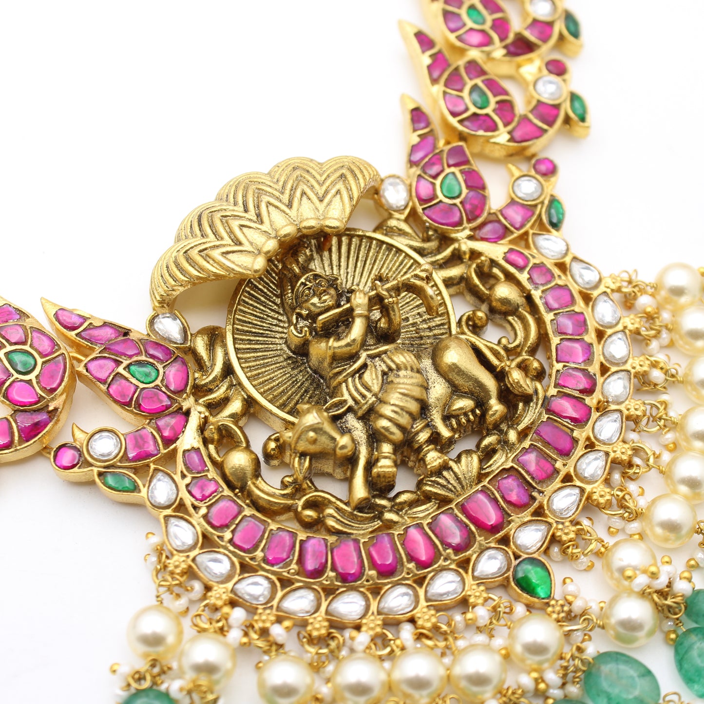 41560 Jadau Krishna Short Necklace
