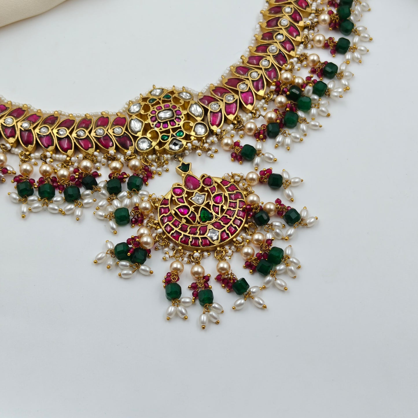 39543 Jadau multi colour short necklace
