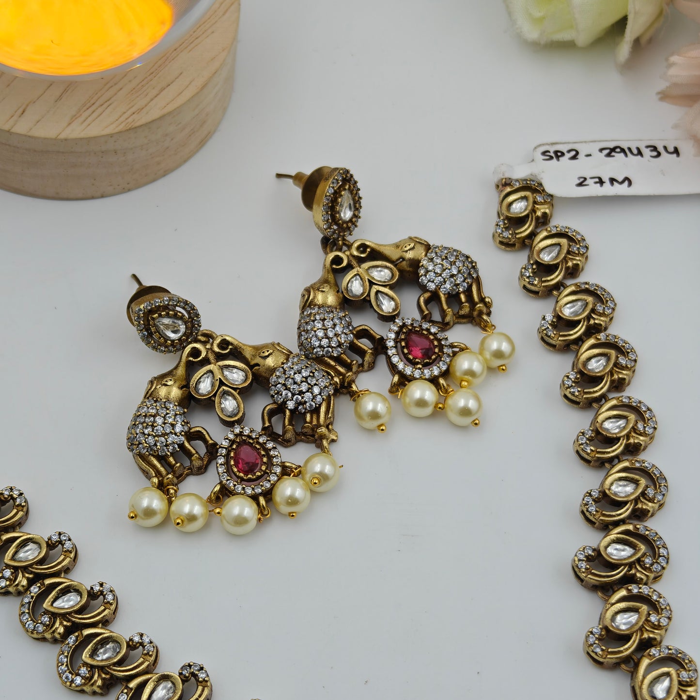 Victorian Necklace ruby elephant