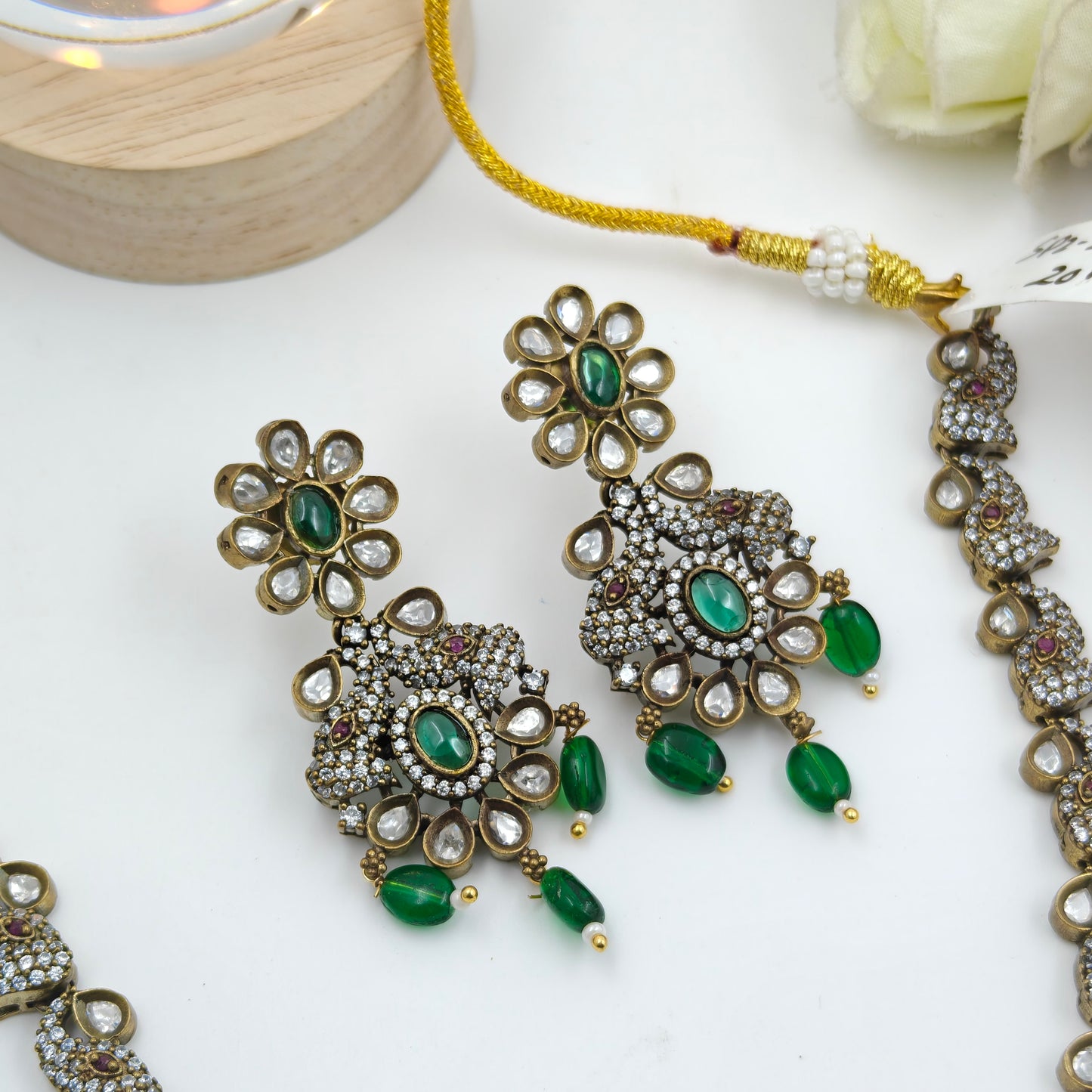 Victorian mehendi elephant necklace with Moissanite stones