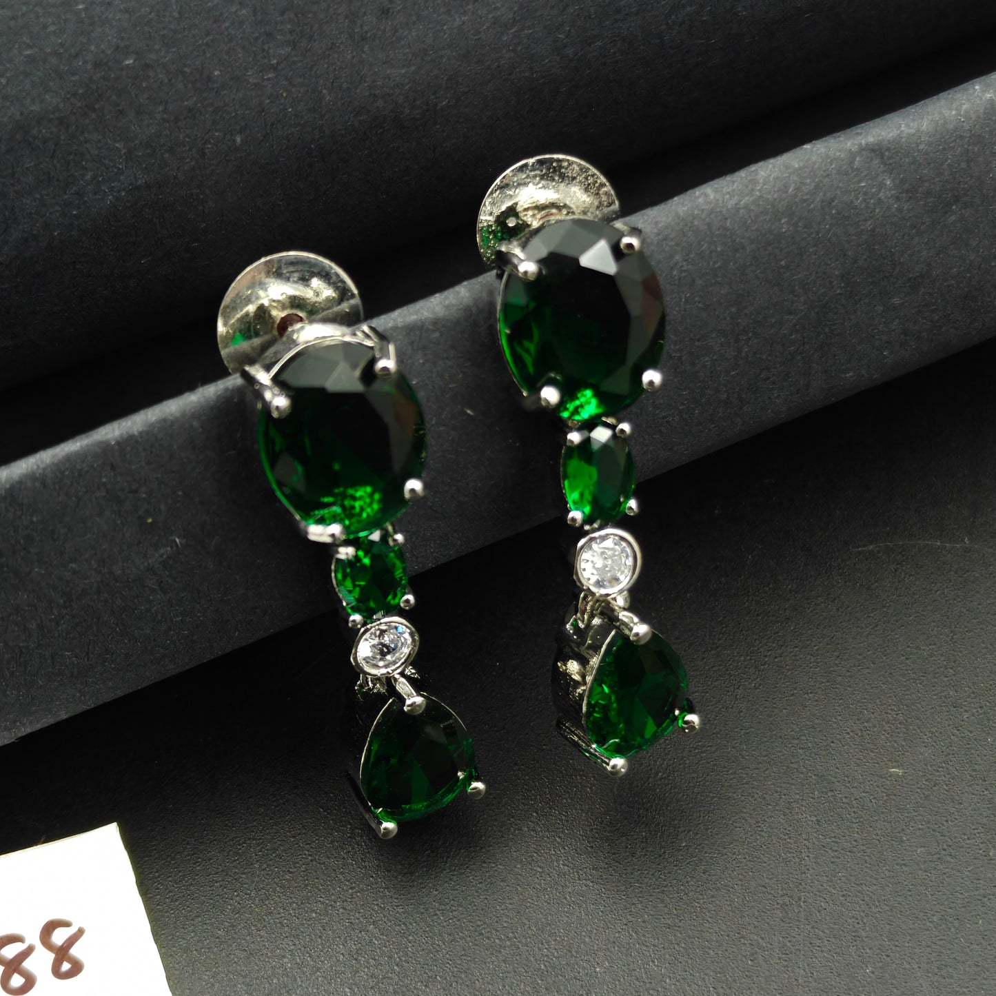 39088 Platinum Short Necklace Set Green