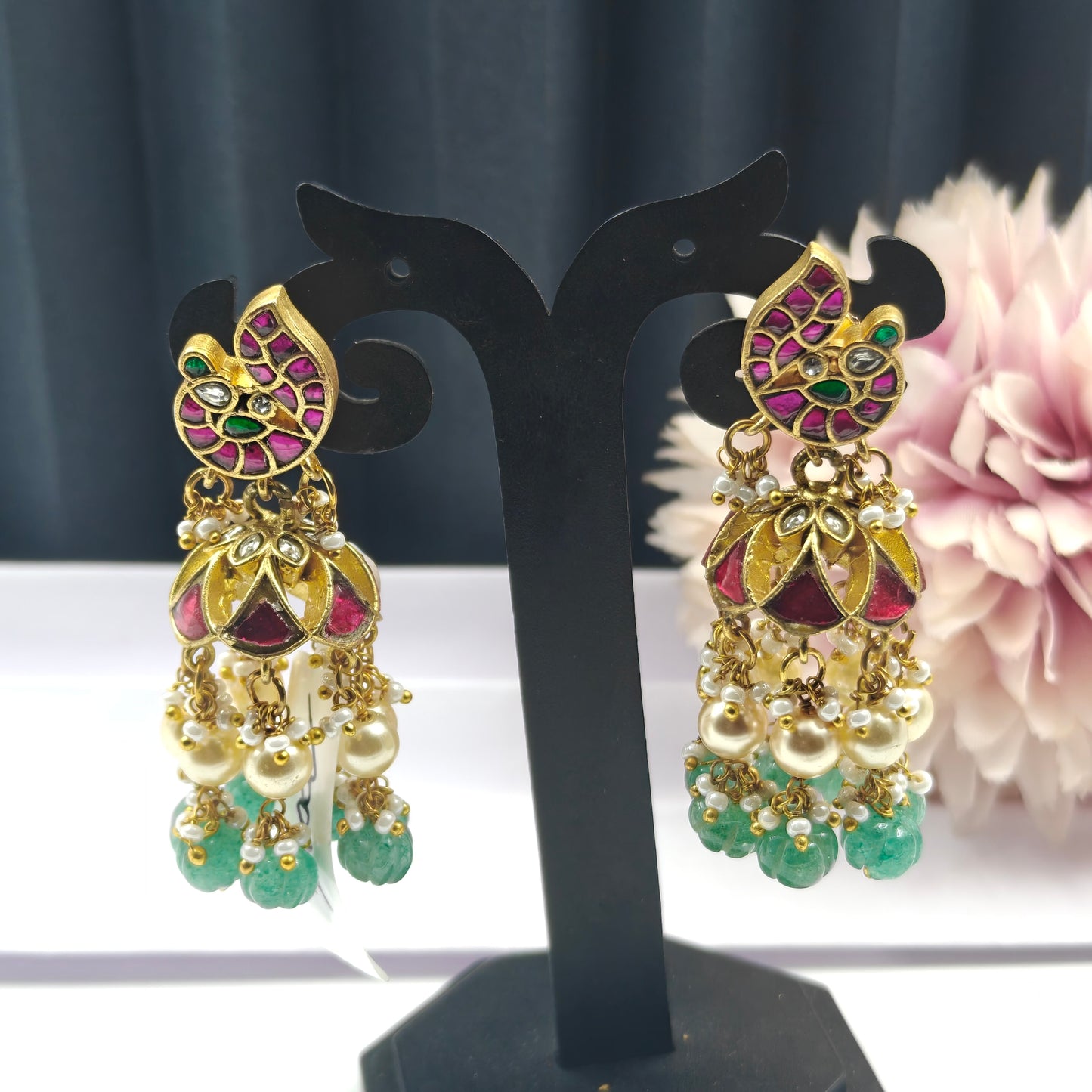 40504 Jadau Peacock Jhumki