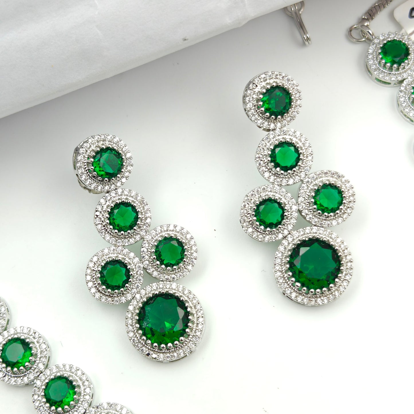 40602 Platinum Necklace Set Green