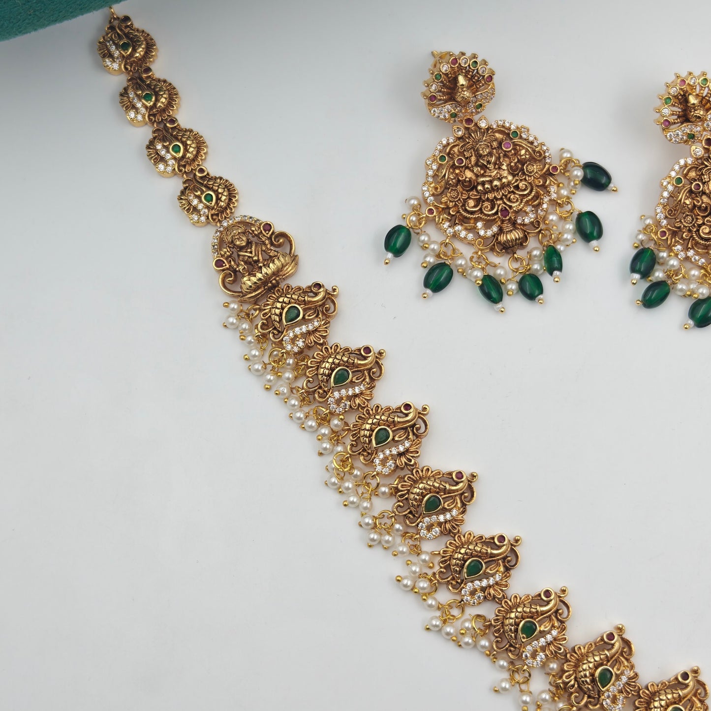 40618 Matte Peacock Long Necklace Set