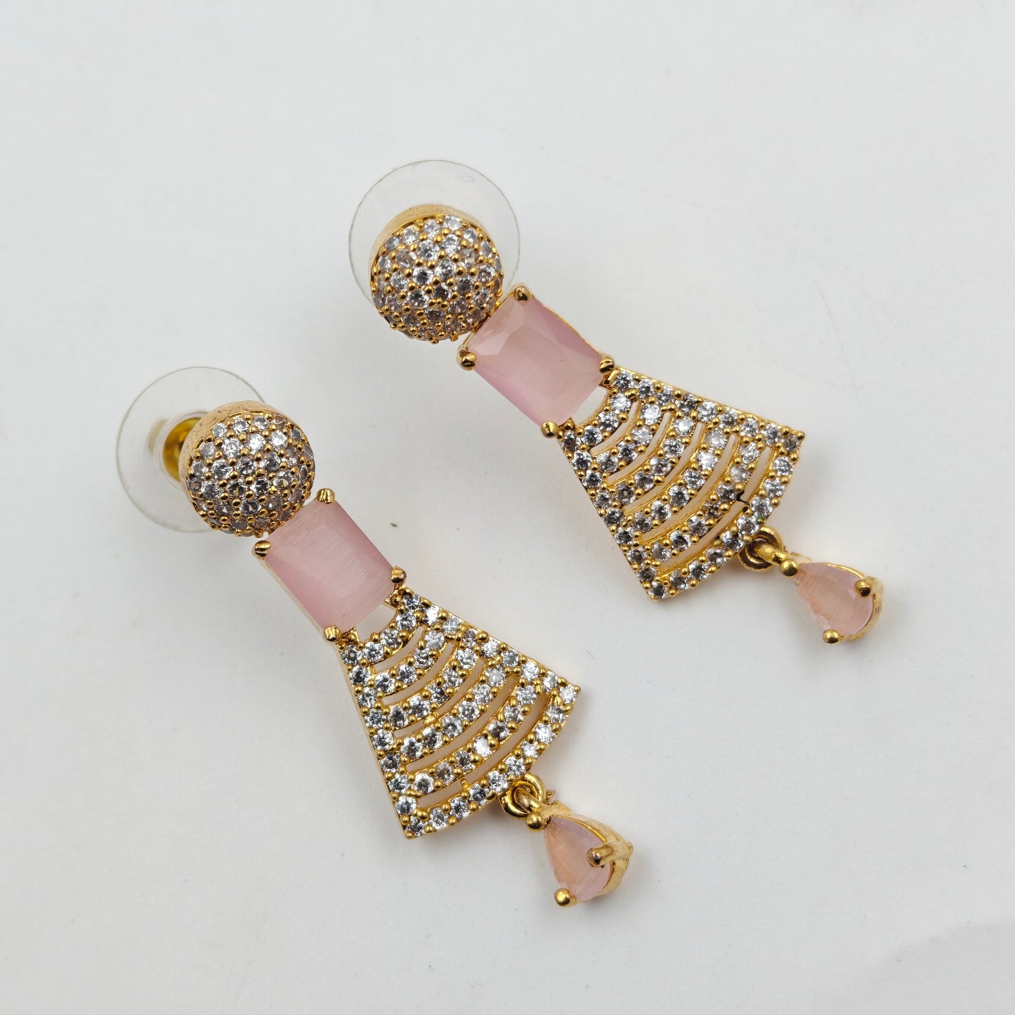 13371 GP Fancy Necklace Set Pink Stone