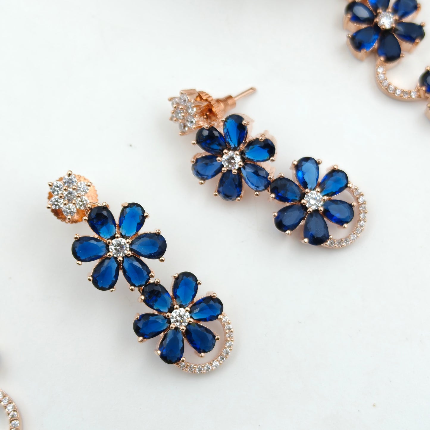 9174 Rose Gold Flower Short Set Blue