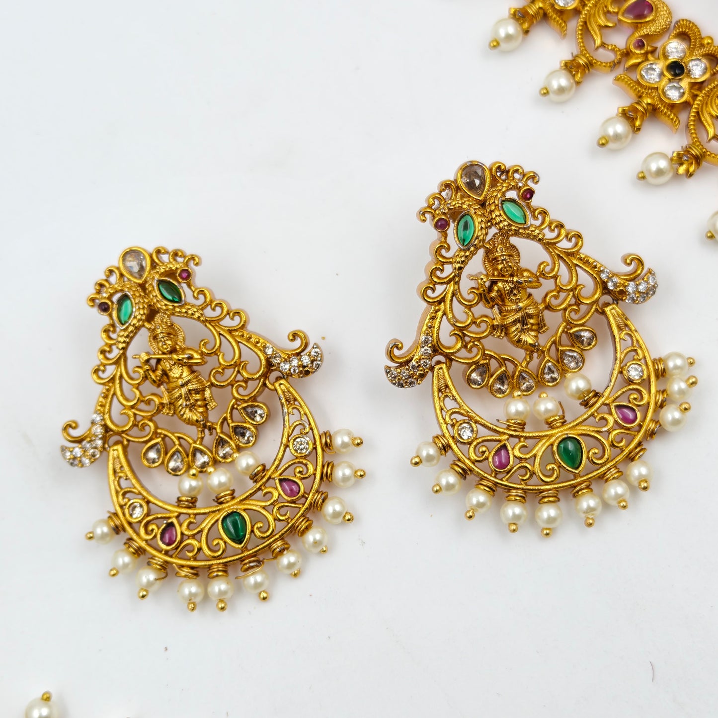 10652 Krishna ChandBali Mango Long Necklace Set
