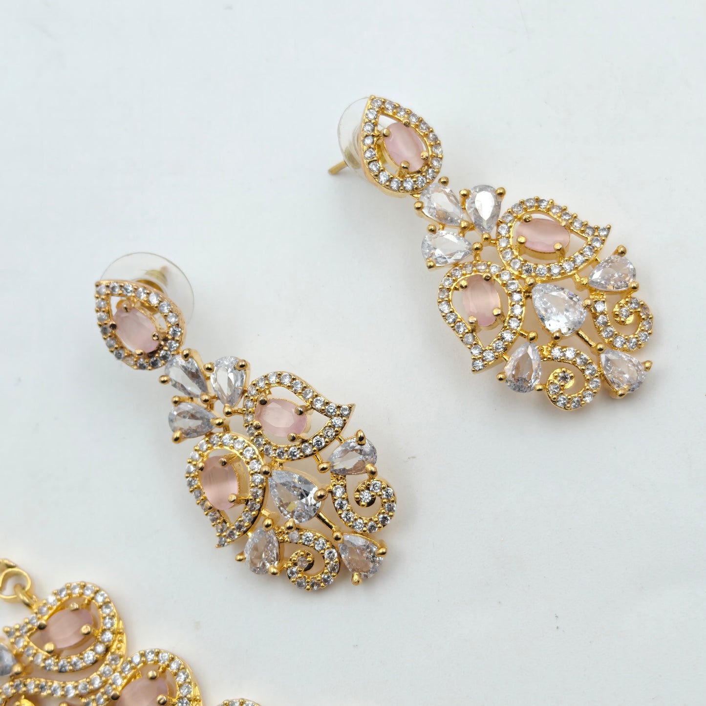 13385 GP Fancy Peacock Necklace Set Mint Pink