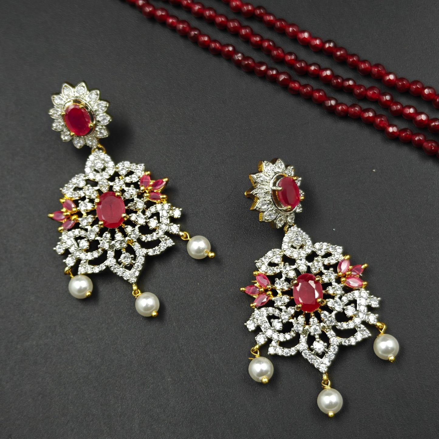 17558 Ranihaar With GJ Pendent Red