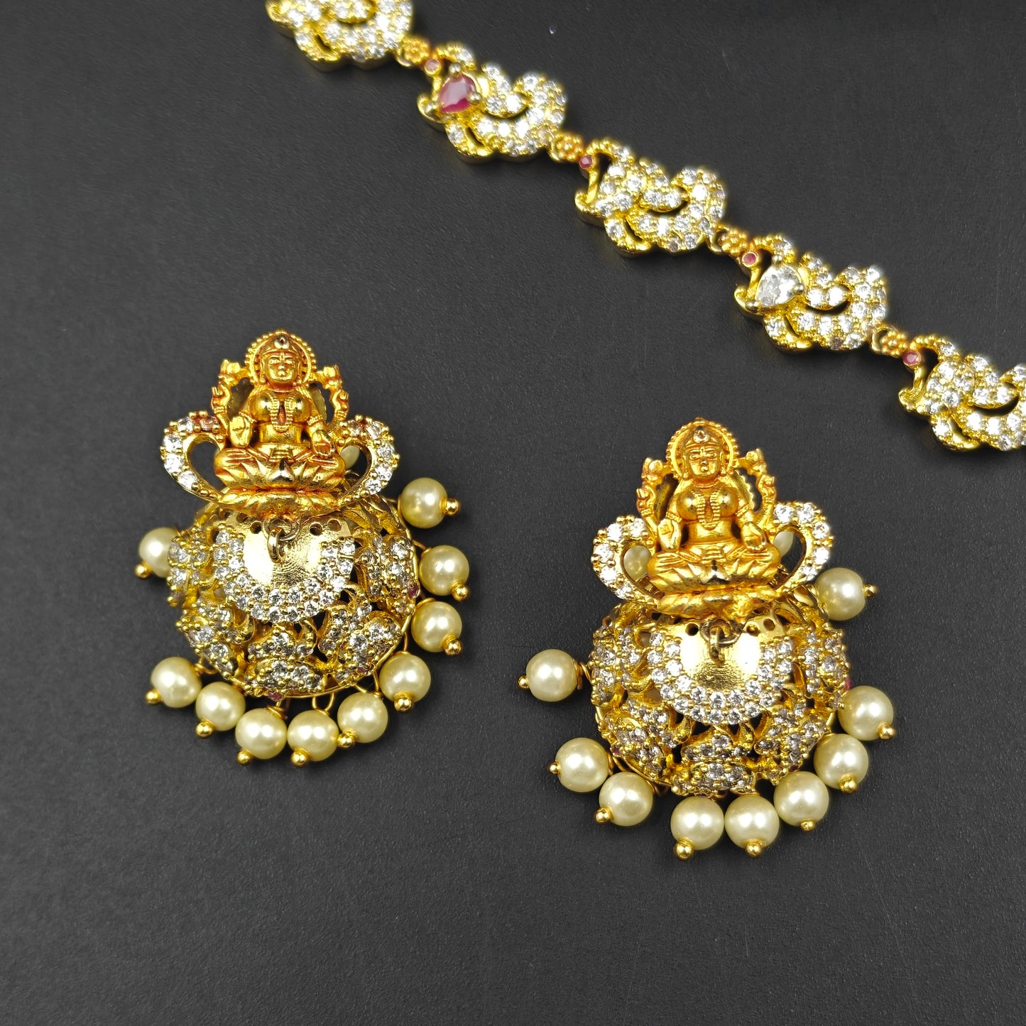 14520 CZ Long Laxmi Peacock Necklace