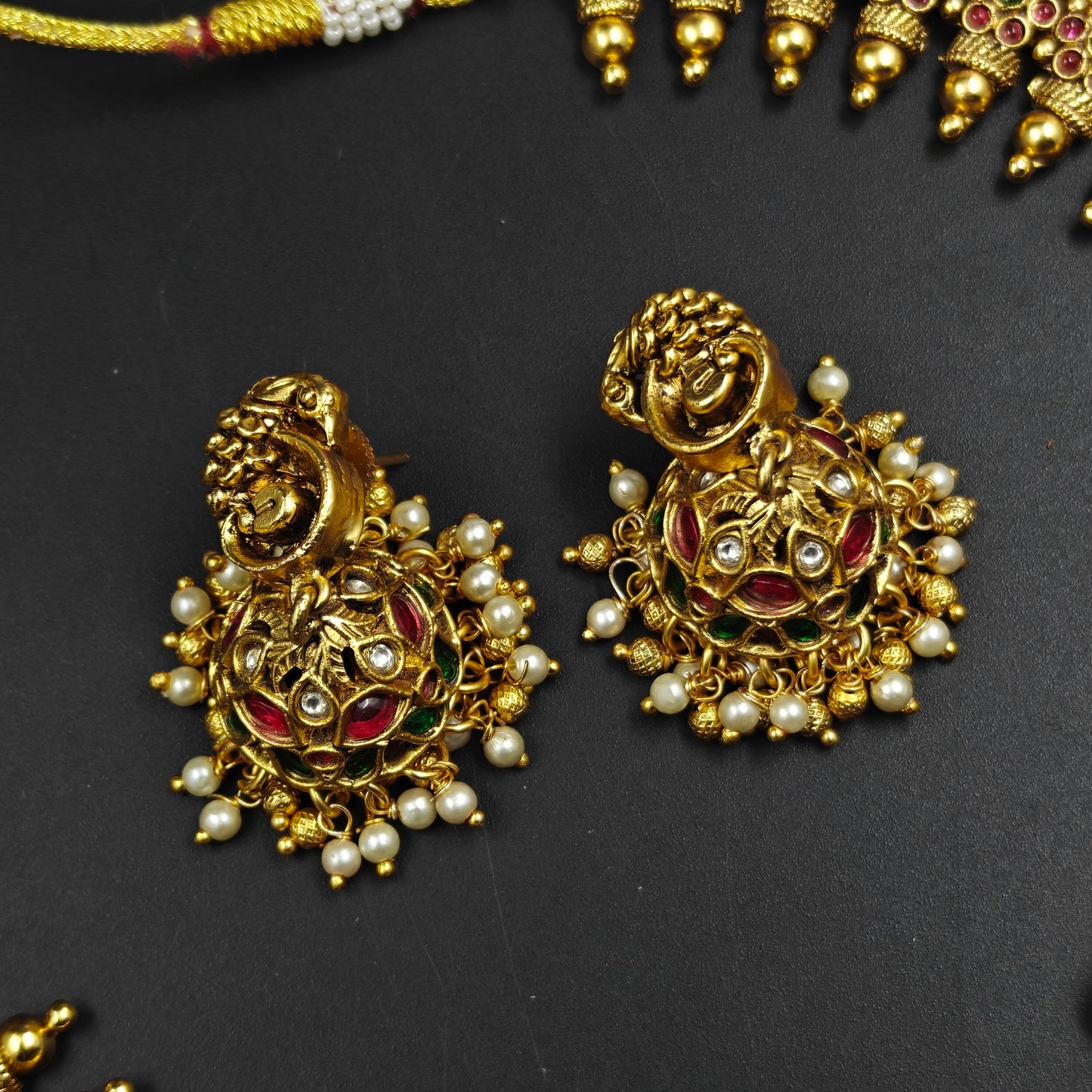 36341 Bottumala Laxmi Kasulu Necklace Set Pota Stone