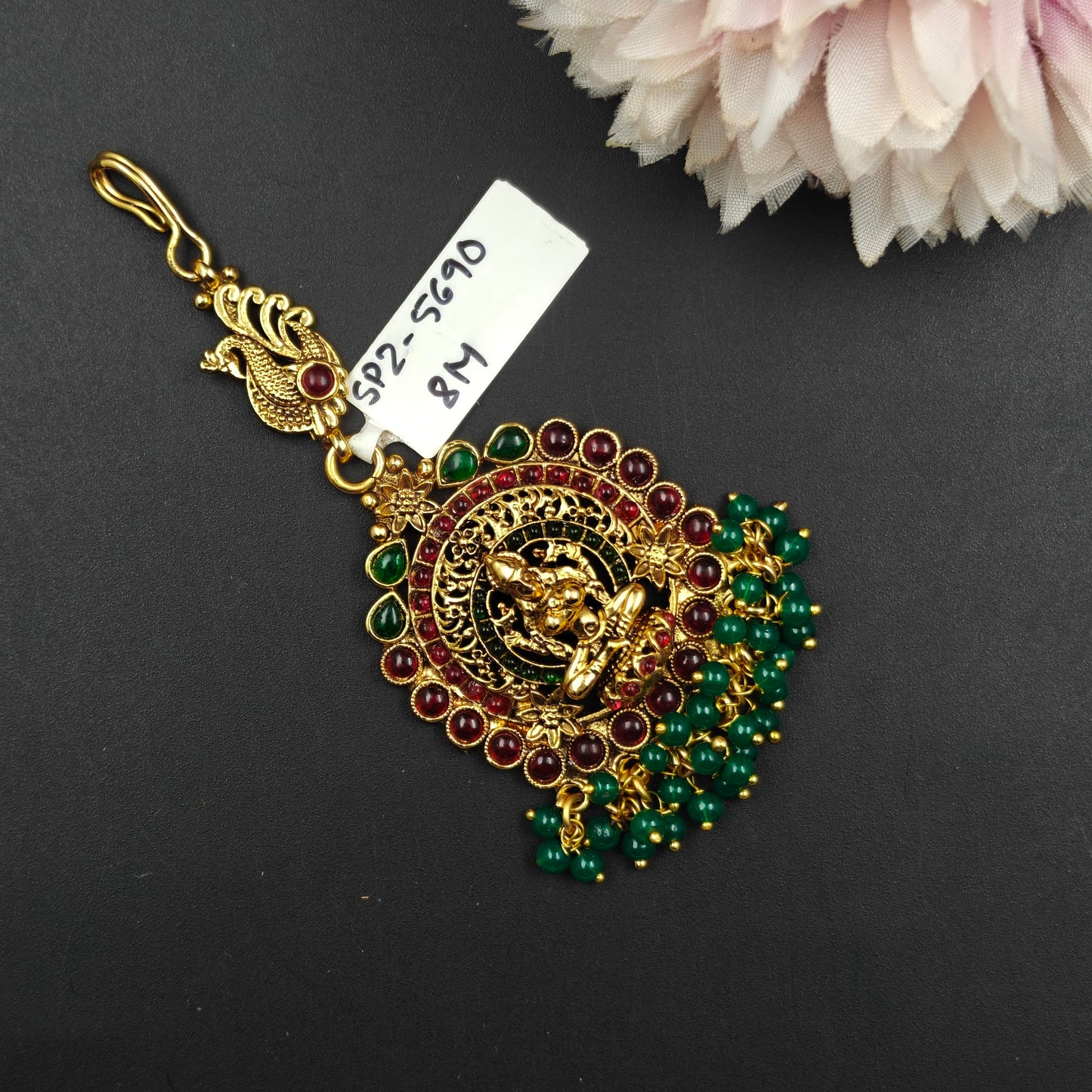 5690 Matte Green Beads MaangTika