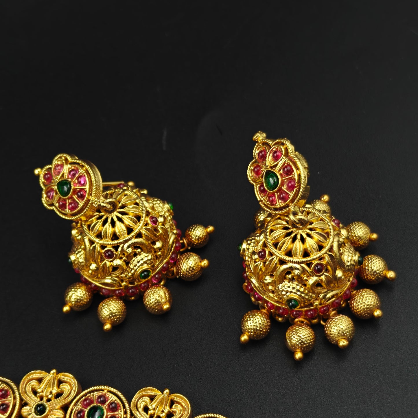 3227 Pota stone nakshi long necklace