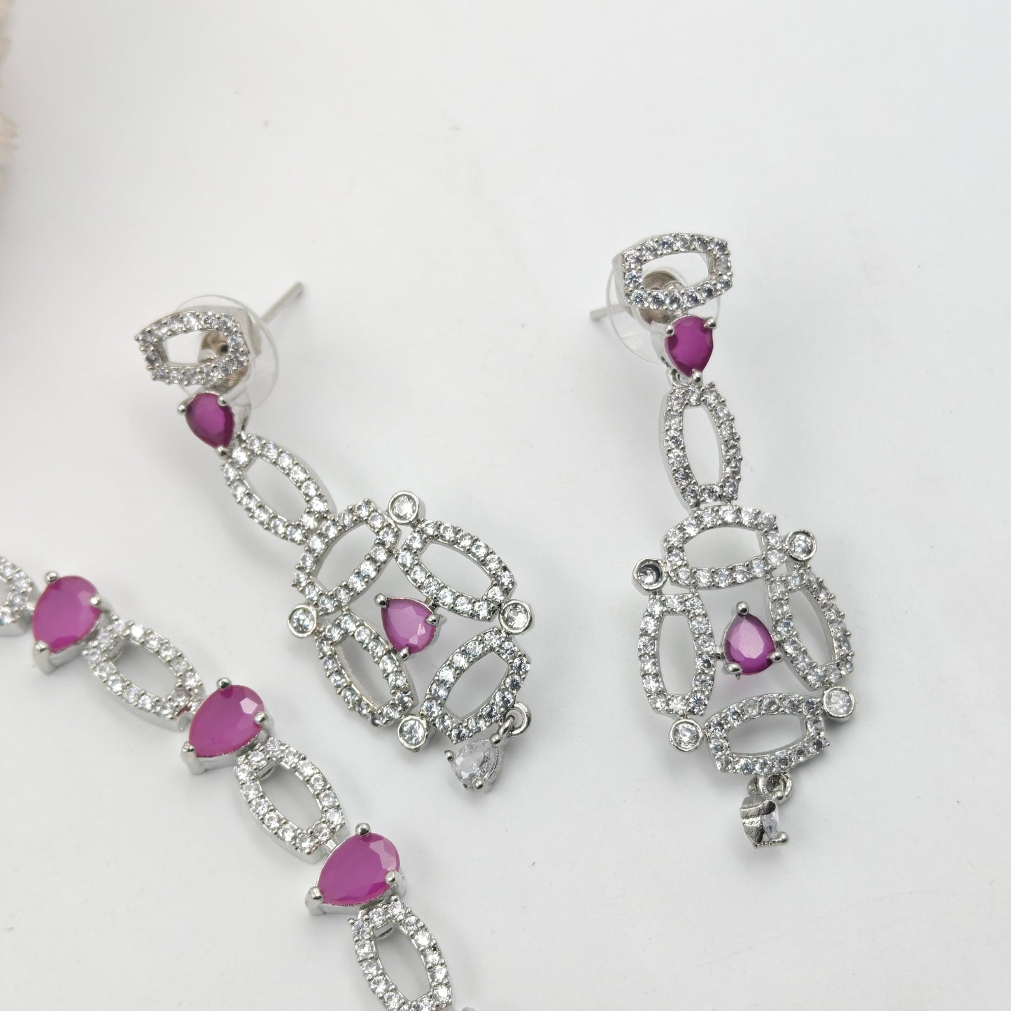 16457 platinum ruby pink short necklace