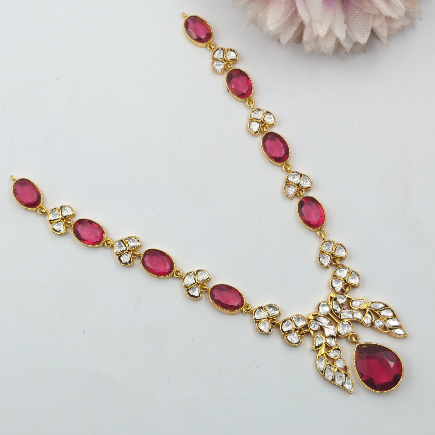 40773 Jadau Mossianite Red Necklace