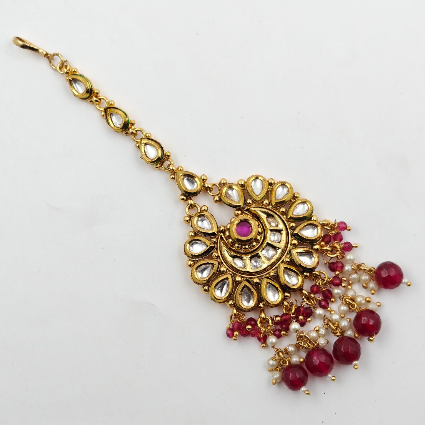 6266 Kundan Combo Necklace Set Red