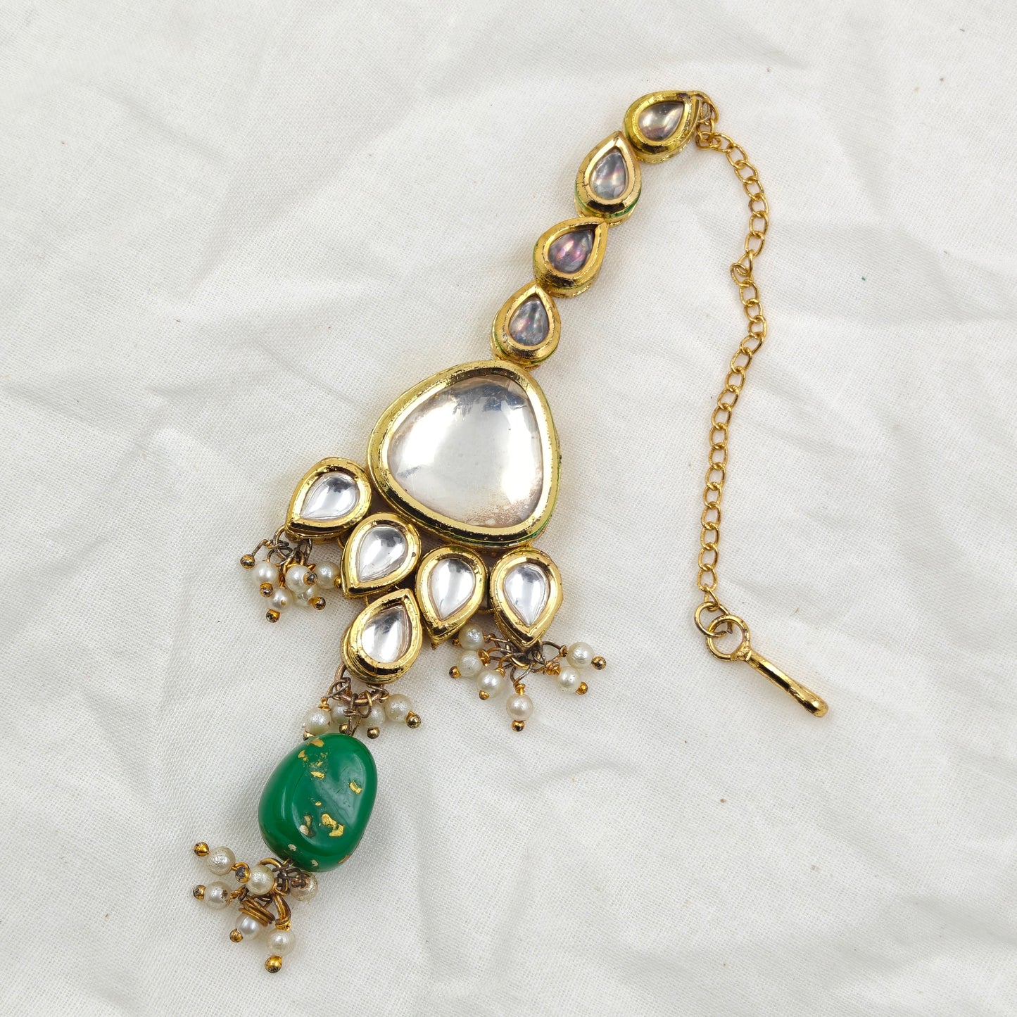 960 Kundan Necklace Set Green Beads