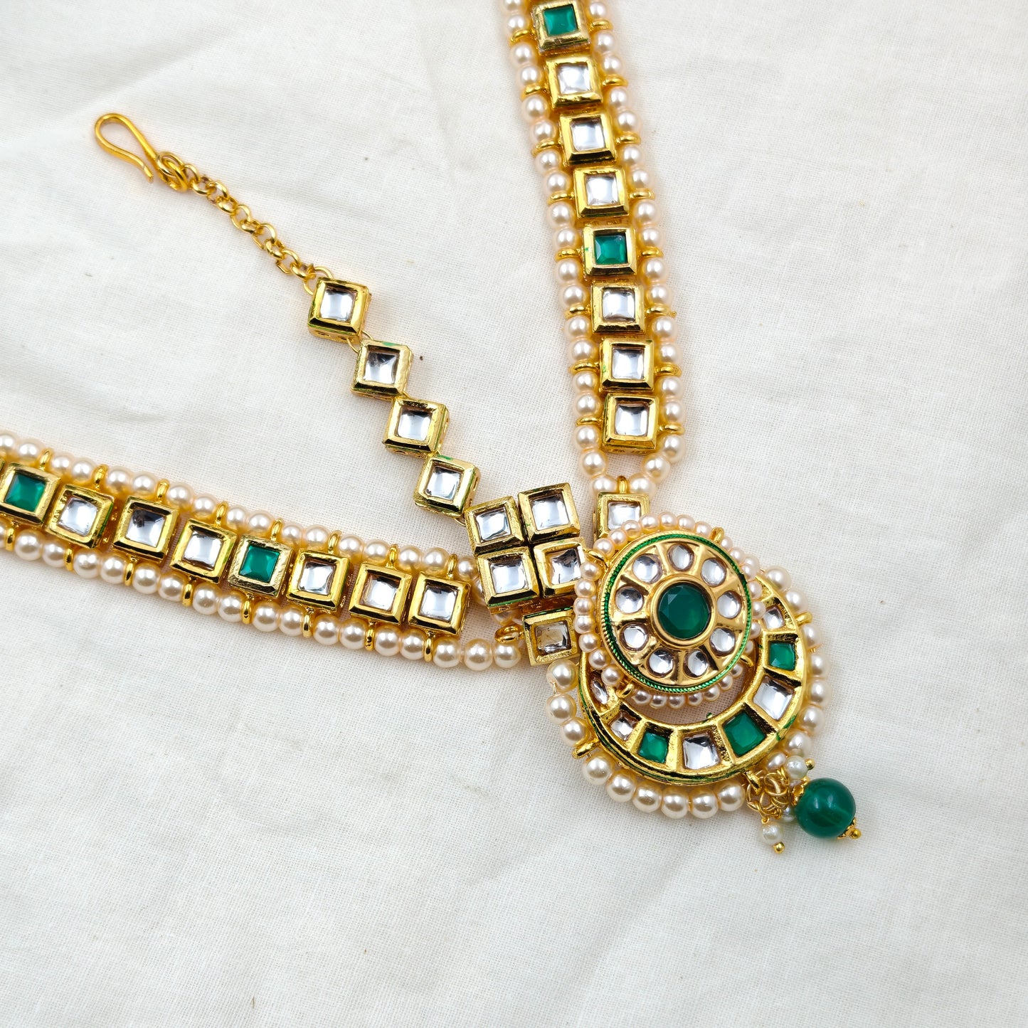 10542 MaangTika Matha Patti Kundan Head Set