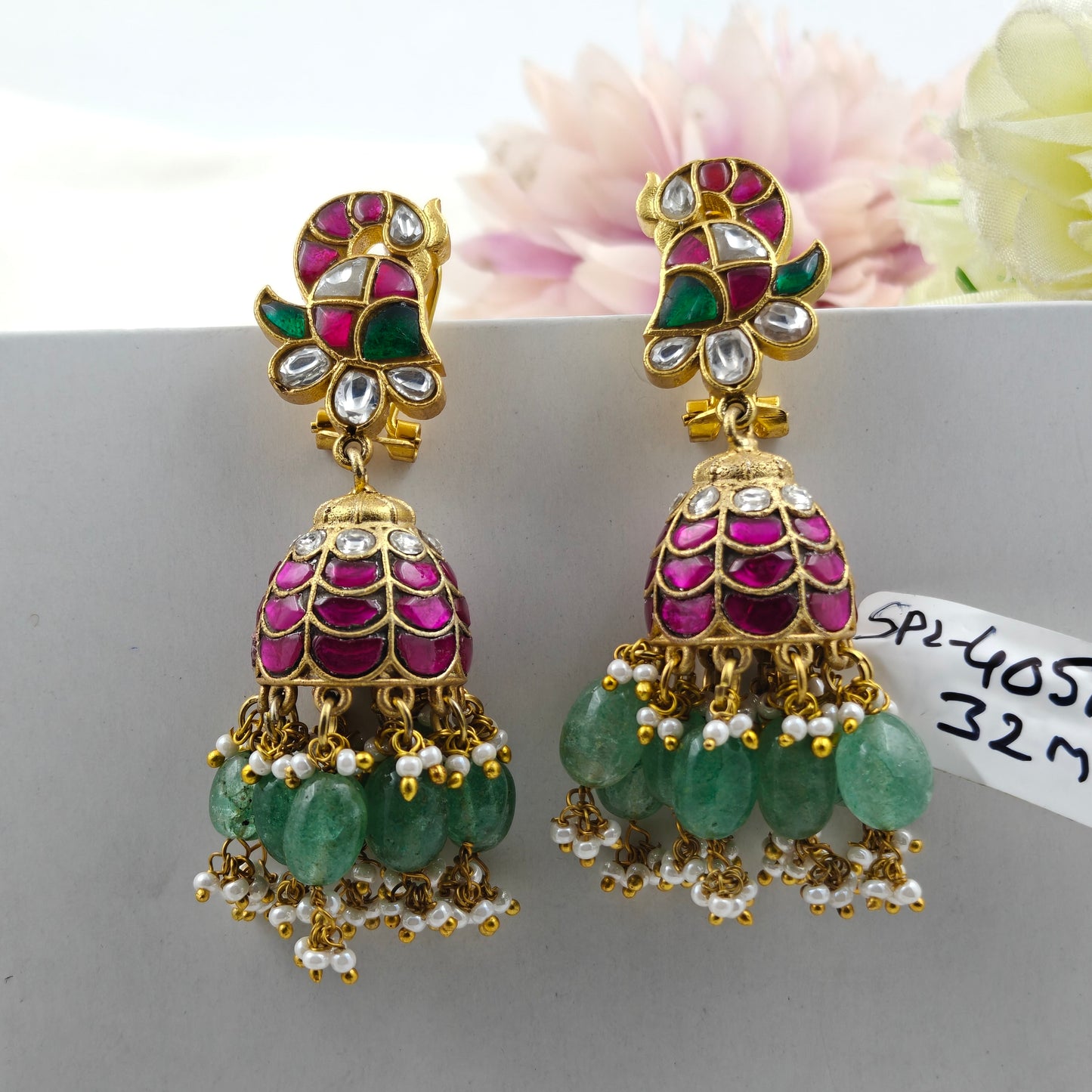 40510 Jadau Peacock Jhumki