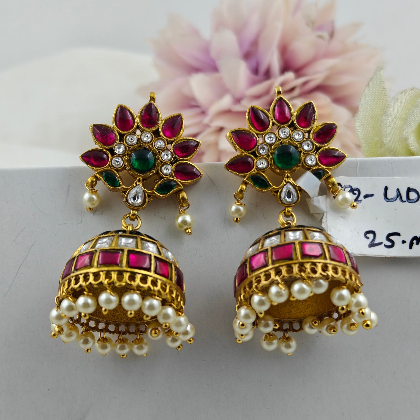 40146 Jadau lotus jhumki
