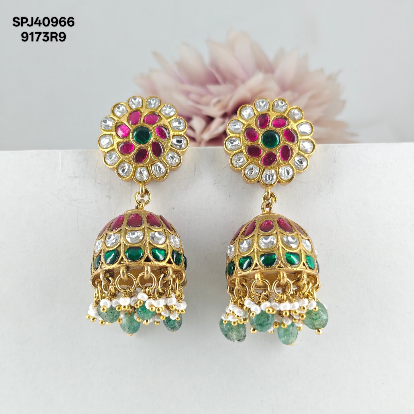 40966 Jadau Multi Stone Jhumki
